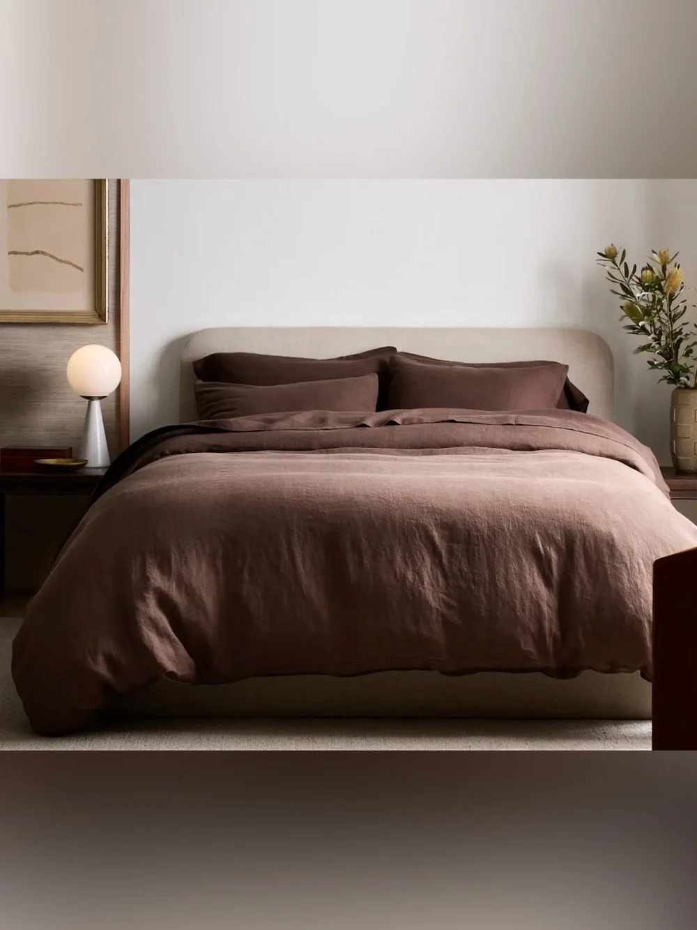 Quince European Linen Duvet Cover, Full/Queen (Espresso) - No shams